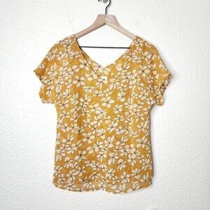 CAbi Thrive Floral Top Butterscotch Yellow Size XS